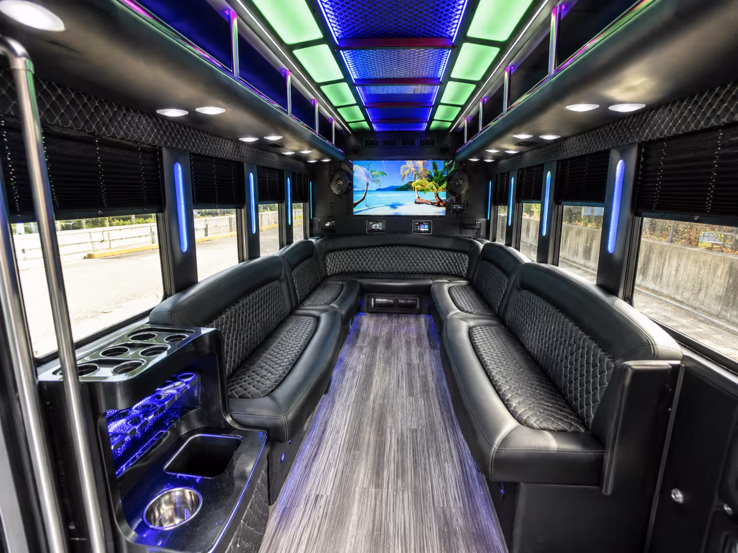 euclid 18 passenger party bus inside
