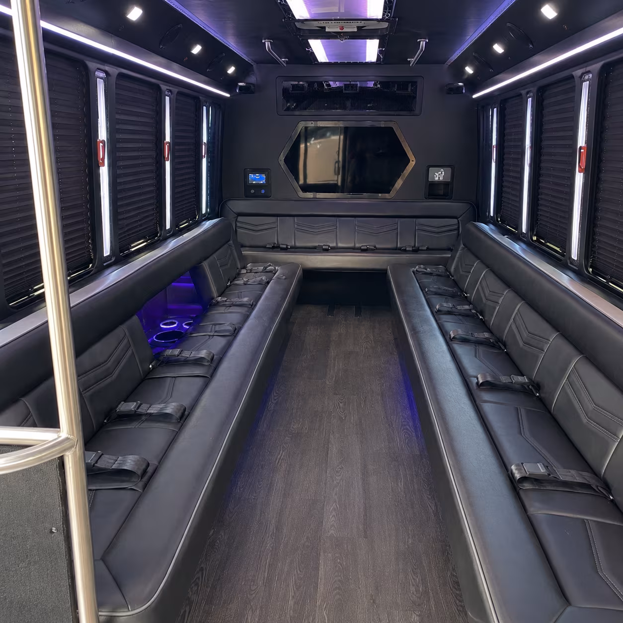 euclid 18 passenger party bus interior
