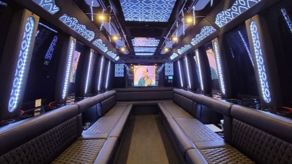 Interior of Charter Bus Company Euclid's Party Bus in Euclid
