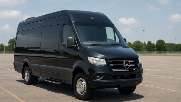 Exterior of Charter Bus Company Euclid's Sprinter Van Rental With Driver in Euclid